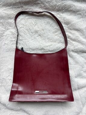 Guess Deep Burgundy Shoulder Bag with Silver Accent